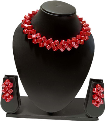 UTTARAI Alloy Gold-plated Red Jewellery Set(Pack of 1)
