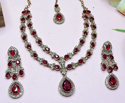 VATSALYA creation Alloy Gold-plated Maroon Jewellery Set(Pack of 1)