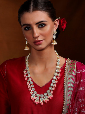 RUBANS Brass Gold-plated Gold, Pink Jewellery Set(Pack of 2)
