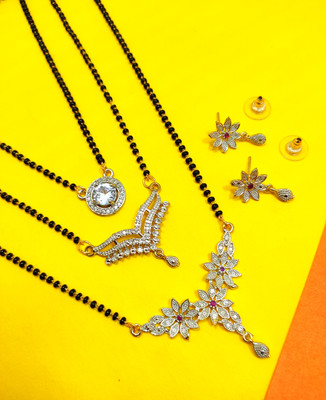 Divyanshi Collection Brass Silver Silver, Black, Gold Jewellery Set(Pack of 3)