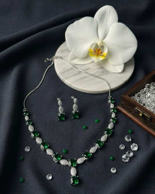 Shree S&S Brands Brass Silver Green Jewellery Set(Pack of 1)