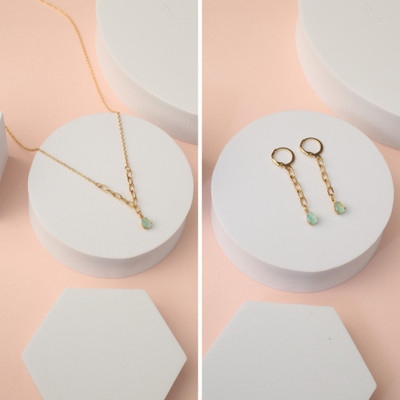 ISAMORA Alloy Gold-plated Green Jewellery Set(Pack of 3)