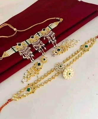 VISITART JEWELLERY Alloy Gold-plated Green Jewellery Set(Pack of 2)