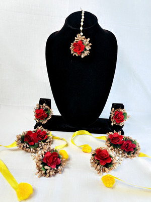 Sanskriti Creations Fabric Red, Gold Jewellery Set(Pack of 1)