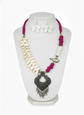 A S enterprize Oxidised Silver Pink Jewellery Set(Pack of 1)