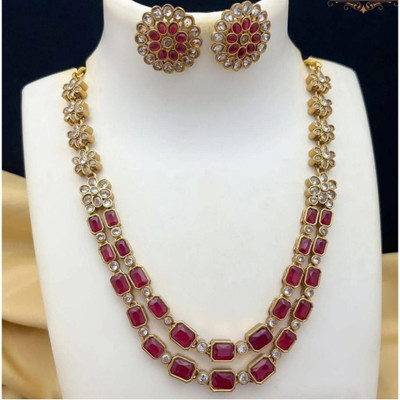 Shilpa Creation Brass Maroon Jewellery Set(Pack of 1)