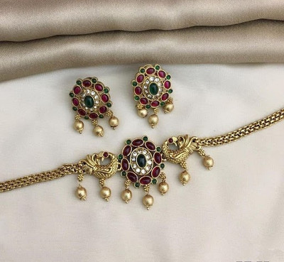 Shilpa Creation Alloy Maroon, Gold Jewellery Set(Pack of 3)
