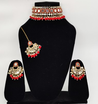 Aamrkoot Alloy Gold-plated Red Jewellery Set(Pack of 1)