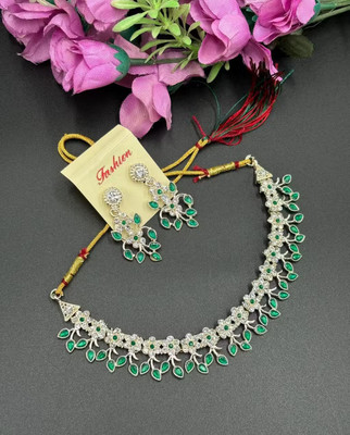 SatnamCreation Alloy Gold-plated Green Jewellery Set(Pack of 1)