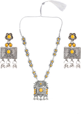 Diva creation Oxidised Silver Black Silver Yellow Jewellery Set(Pack of 1)