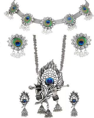 Ruhi Oxidised Silver Silver Silver, Multicolor Jewellery Set(Pack of 4)