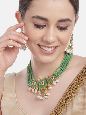 ANOUK Brass Gold-plated Green Jewellery Set(Pack of 1)