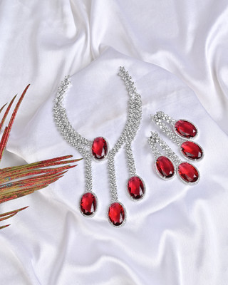The Johree Alloy Silver Red, Silver Jewellery Set(Pack of 1)