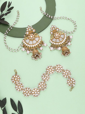 Sangria Brass Gold-plated Gold, White Jewellery Set(Pack of 2)