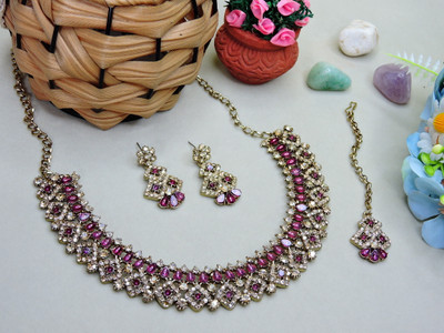 VATSALYA creation Alloy Gold-plated Purple, Silver Jewellery Set(Pack of 1)
