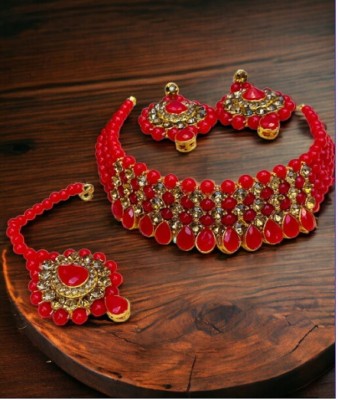 JMBW INTERNATIONAL Alloy Gold-plated Red Jewellery Set(Pack of 1)