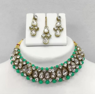 CATALYST Mother of Pearl Gold-plated Green Jewellery Set(Pack of 1)