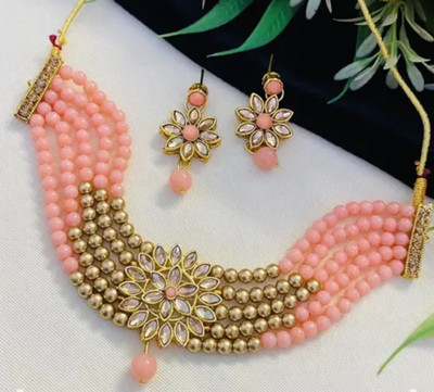 Zooni Collection Alloy Pink, Gold Jewellery Set(Pack of 1)