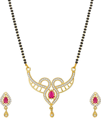 AADITA Brass Gold-plated Black, Gold Jewellery Set(Pack of 1)