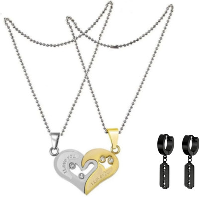 Vipunj Brass, Alloy, Stainless Steel Titanium, Sterling Silver, Gold-plated Silver, Gold, Black Jewellery Set(Pack of 3)