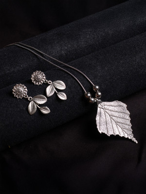 SUZEN Brass, Oxidised Silver Brass Silver Jewellery Set(Pack of 1)