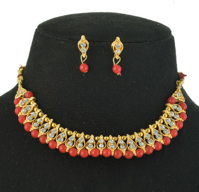 GEODE DELIGHT Alloy Gold-plated Red, Gold Jewellery Set(Pack of 1)
