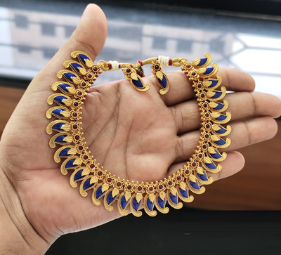Joyful Brass Blue Jewellery Set(Pack of 1)