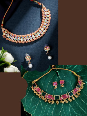 ASMITTA Jewellery Alloy Gold-plated Gold, Green, Multicolor Jewellery Set(Pack of 2)