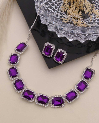 ShringarHouse Stone, Alloy Sterling Silver, Silver Silver, Purple Jewellery Set(Pack of 1)