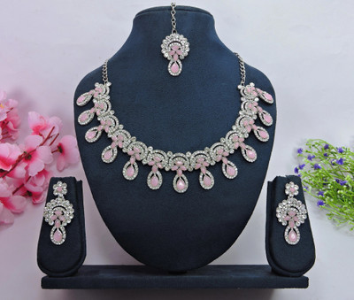 VATSALYA creation Alloy Gold-plated Pink Jewellery Set(Pack of 1)
