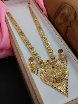 DENISHA Brass Gold-plated Gold Jewellery Set(Pack of 1)