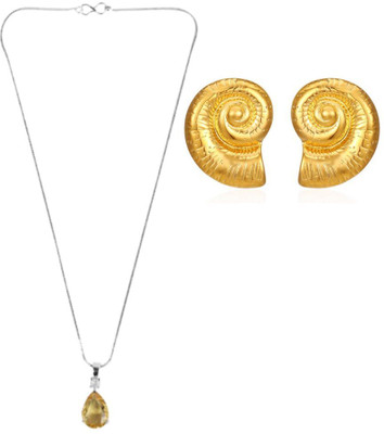SKG Fashions Stone Yellow, Gold Jewellery Set(Pack of 1)