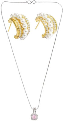 asthacollection Stone Pink, Gold Jewellery Set(Pack of 1)