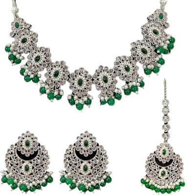 ACCESSHER Sterling Silver Sterling Silver Green Jewellery Set(Pack of 1)