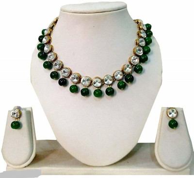 MAHADEV Alloy Gold-plated Green Jewellery Set(Pack of 1)