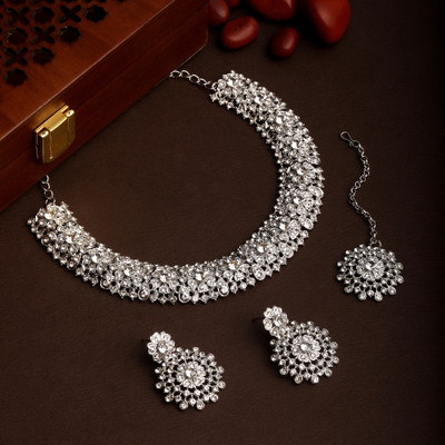 Atasi International Alloy Rhodium Silver, White Jewellery Set(Pack of 1)