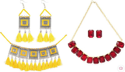 JMBW INTERNATIONAL Alloy Yellow, Silver, Red Jewellery Set(Pack of 2)