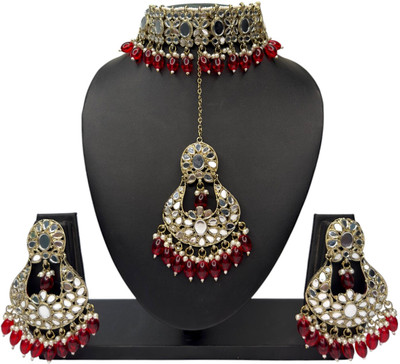 Zarmar fashion Alloy Gold-plated Red Jewellery Set(Pack of 1)