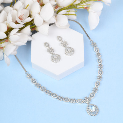 KD JEWELLERS Brass White Jewellery Set(Pack of 1)