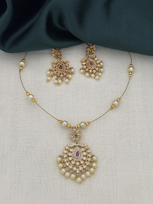 RUJVE JEWELLERY Brass, Copper Gold-plated Gold Jewellery Set(Pack of 1)