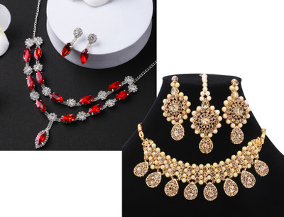 Pampy Angel Alloy Silver Red Jewellery Set(Pack of 2)