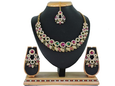 KAHAR CREATION Alloy Gold-plated Pink, Green Jewellery Set(Pack of 1)