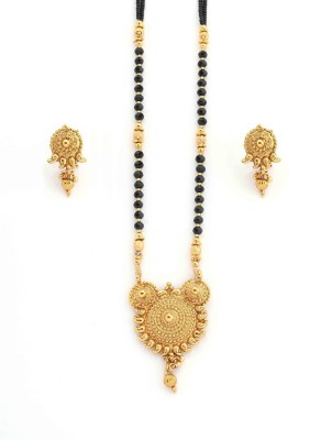 Ms Jewels Alloy Gold-plated Gold, Black Jewellery Set(Pack of 1)