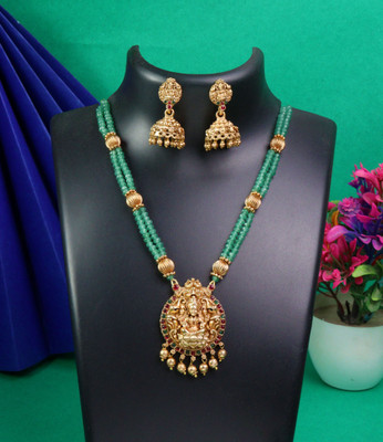 CUTE GOLD Copper Gold-plated Green, Gold Jewellery Set(Pack of 1)