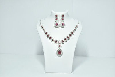 mitrfashion Brass Silver Red Jewellery Set(Pack of 2)