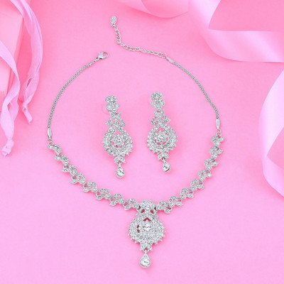 Estele Alloy Rhodium Silver Jewellery Set(Pack of 1)