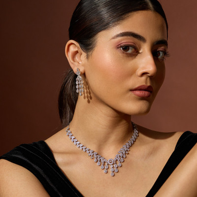 Kushal's Fashion Jewellery Copper Gold-plated White Jewellery Set(Pack of 3)