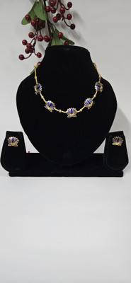Azora Collections Brass Gold-plated Blue Jewellery Set(Pack of 1)