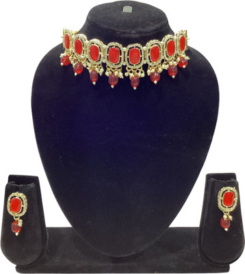 JASH Alloy Red Jewellery Set(Pack of 1)