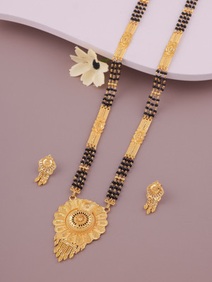 Aelistra Alloy Gold-plated Gold, Black Jewellery Set(Pack of 1)